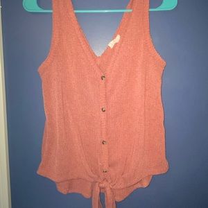 Pink Tie Front Tank Top